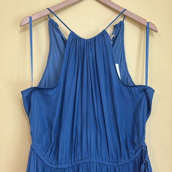 LOFT Ann Taylor | NWT Blue Grecian blue Beach Tassel Halter Boho Maxi Dress M - Picture 6 of 12